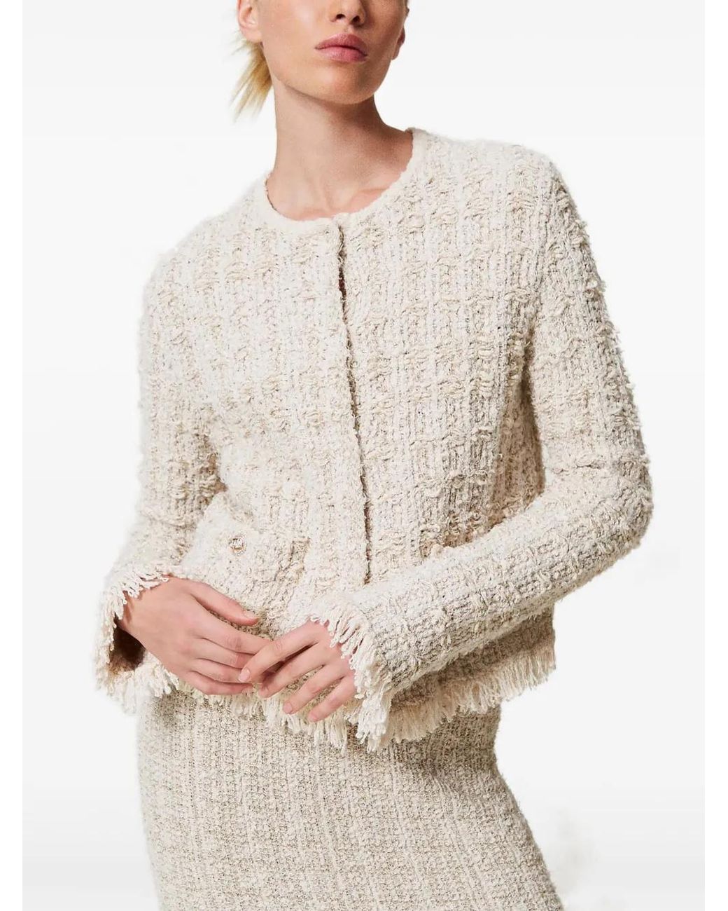 Twinset White Tweed Lurex Jacket