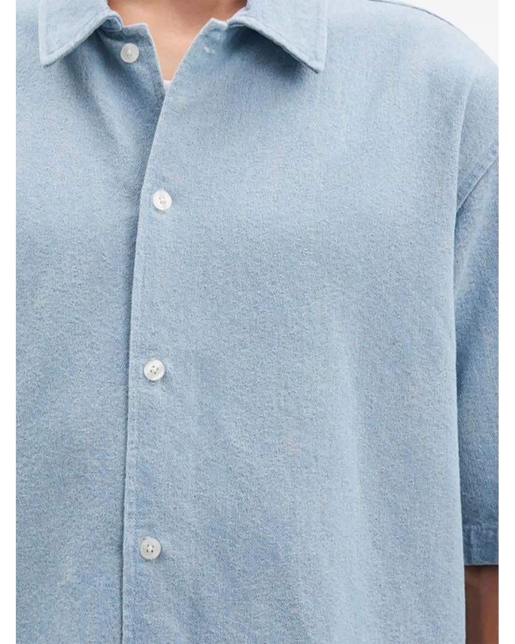 Samsøe & Samsøe Blue Short-Sleeve Denim Shirt for men