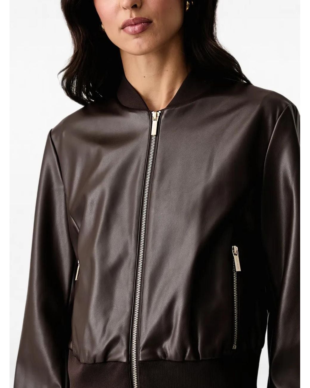 ARMANI EXCHANGE Black Faux-Leather Bomber Jacket