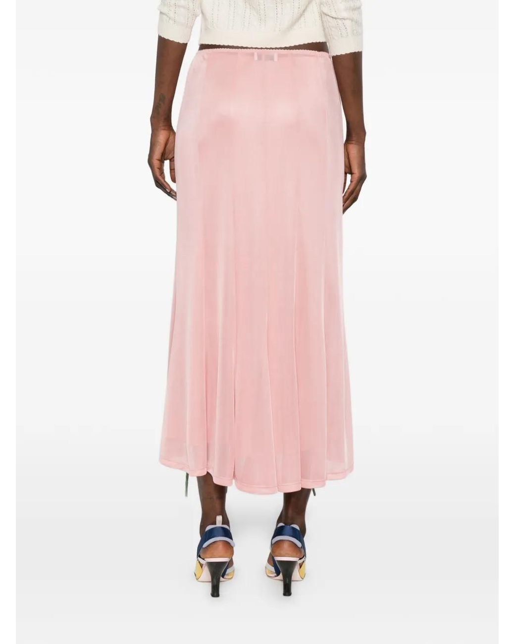Moschino Pink Floral-Appliqué Midi Skirt