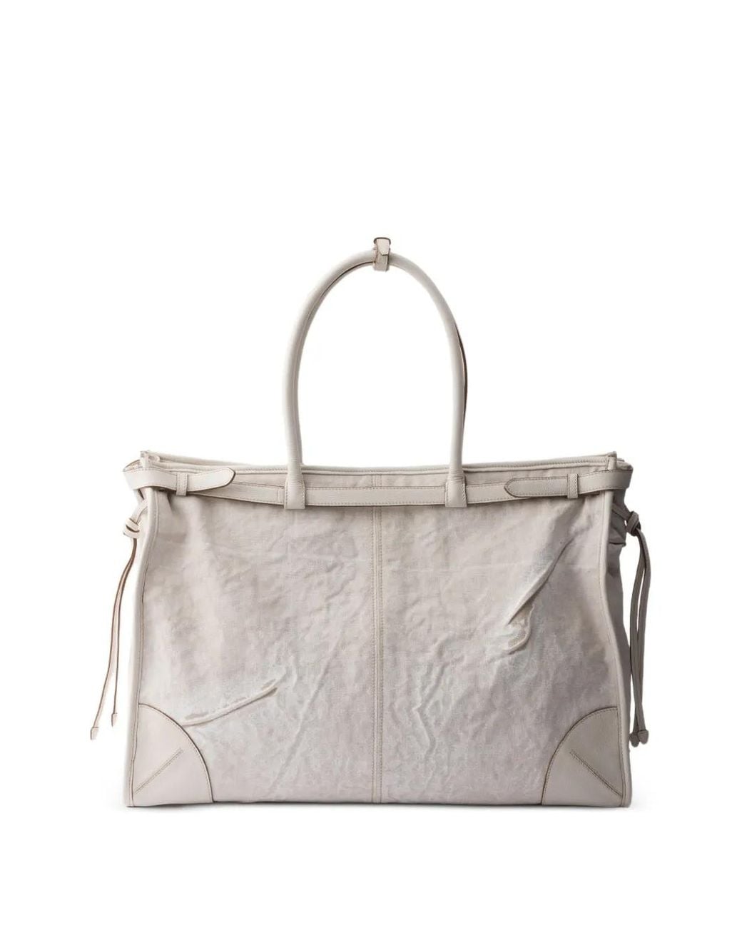 Prada Natural Bonnie Printed Linen And Leather Tote Bag for men