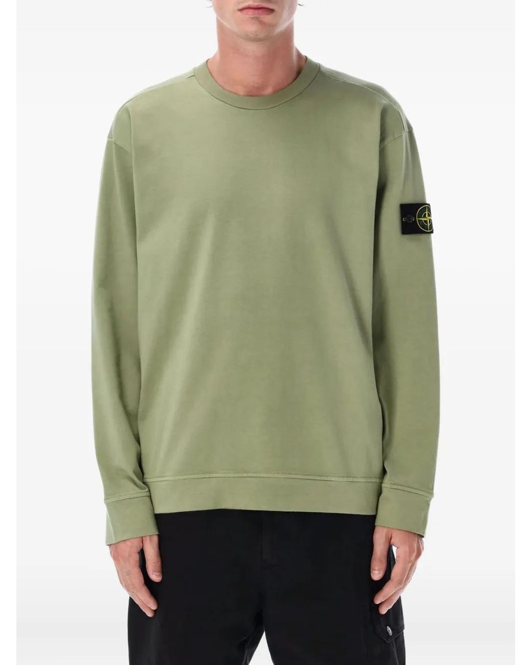 Stone Island Green Crew-Neck Cotton Sweatshirt for men
