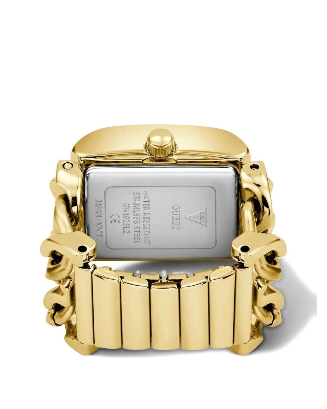 Guess Metallic Large Mod Heavy Metal Tone Analog Watch Ring