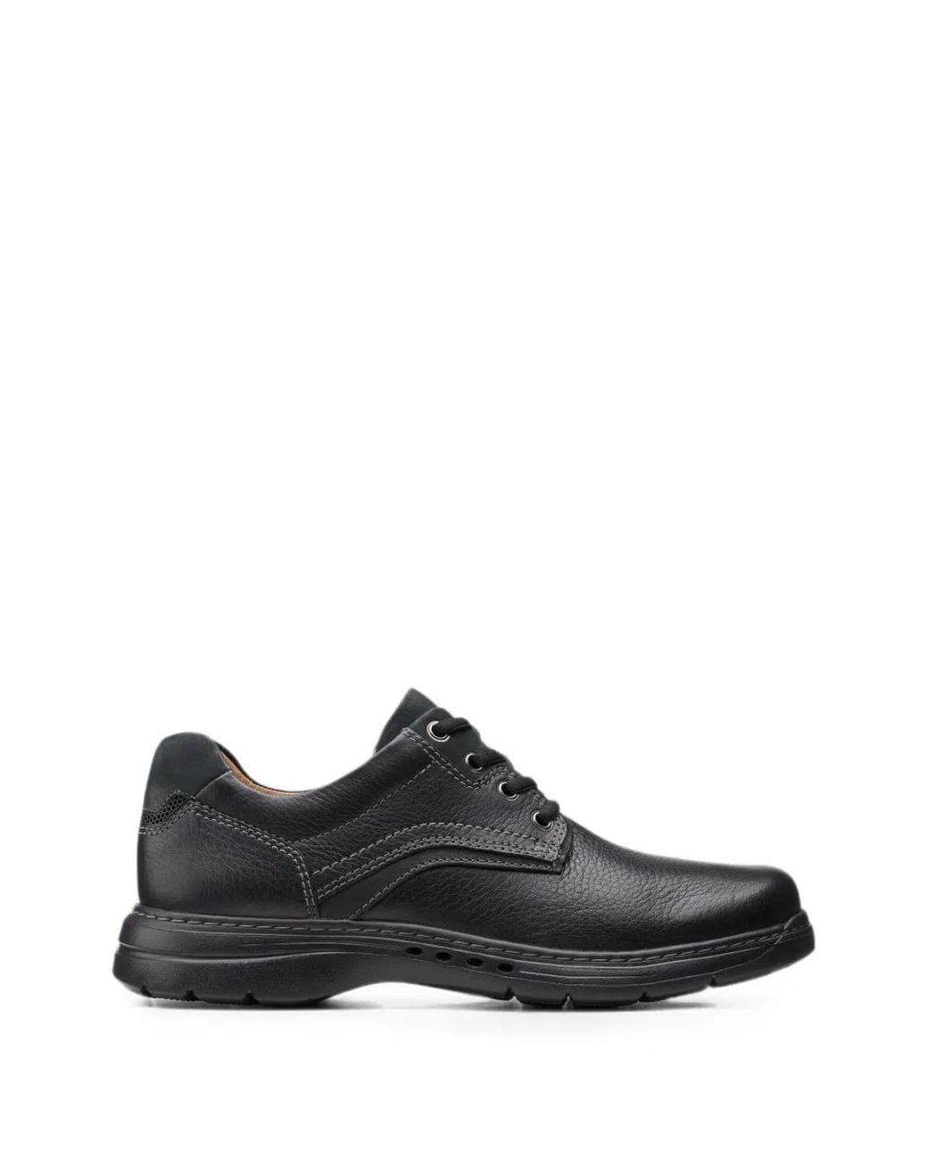 Clarks Black Un Brawley Pace Grained-Leather Shoes for men