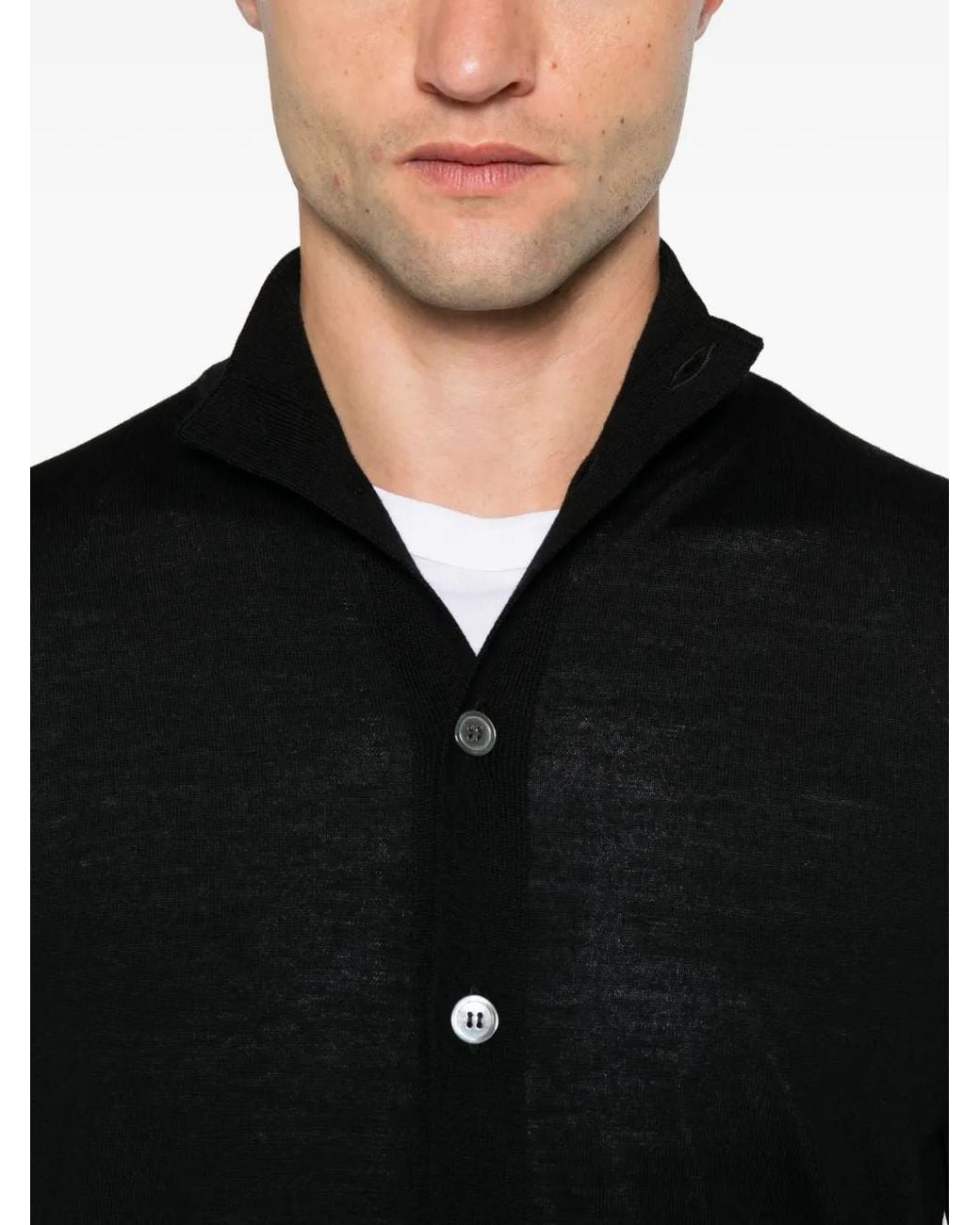 FILIPPO DE LAURENTIIS Black Button-Up Cardigan for men