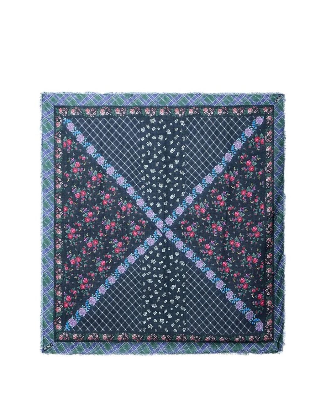 Chloé Blue Folk Square Scarf