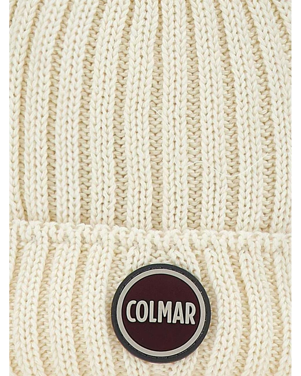 Colmar White Ribbed-Knit Beanie Hat for men