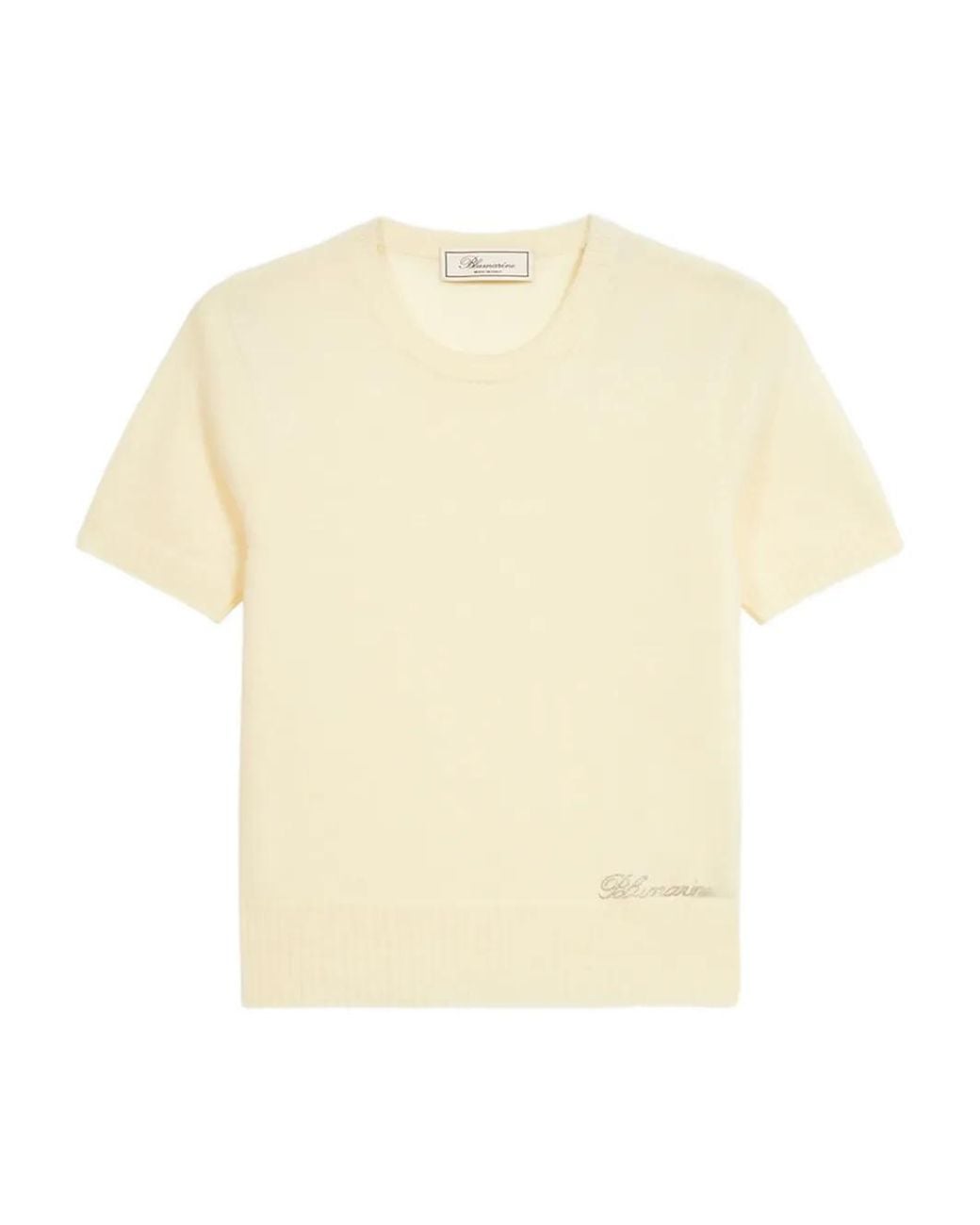 Blumarine Natural Short-Sleeve Sweater