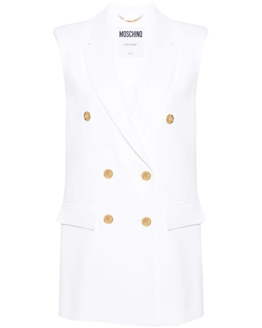 Moschino White Double-Breasted Blazer Gilet
