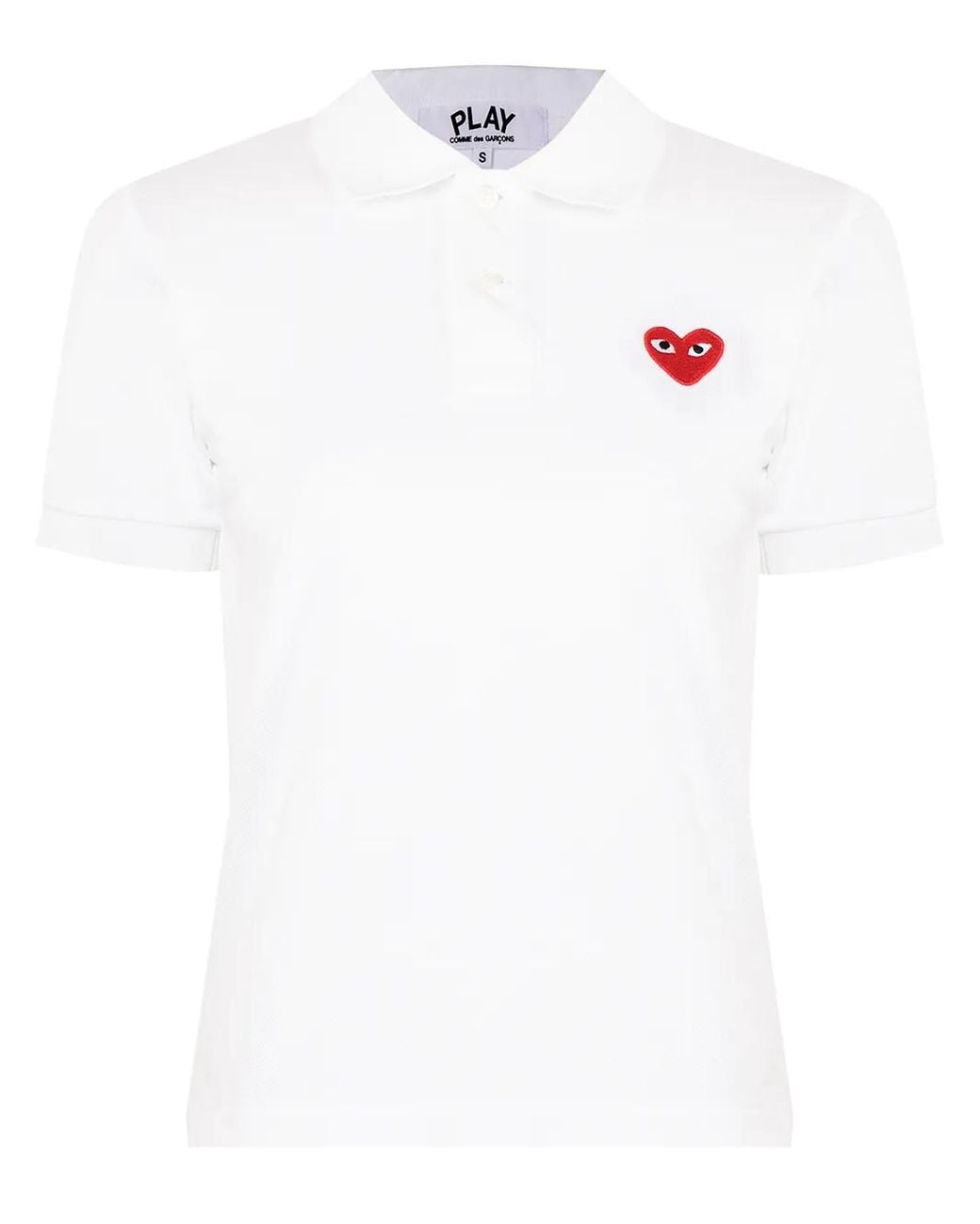 COMME DES GARÇONS PLAY White Heart Logo-Patch Polo Shirt