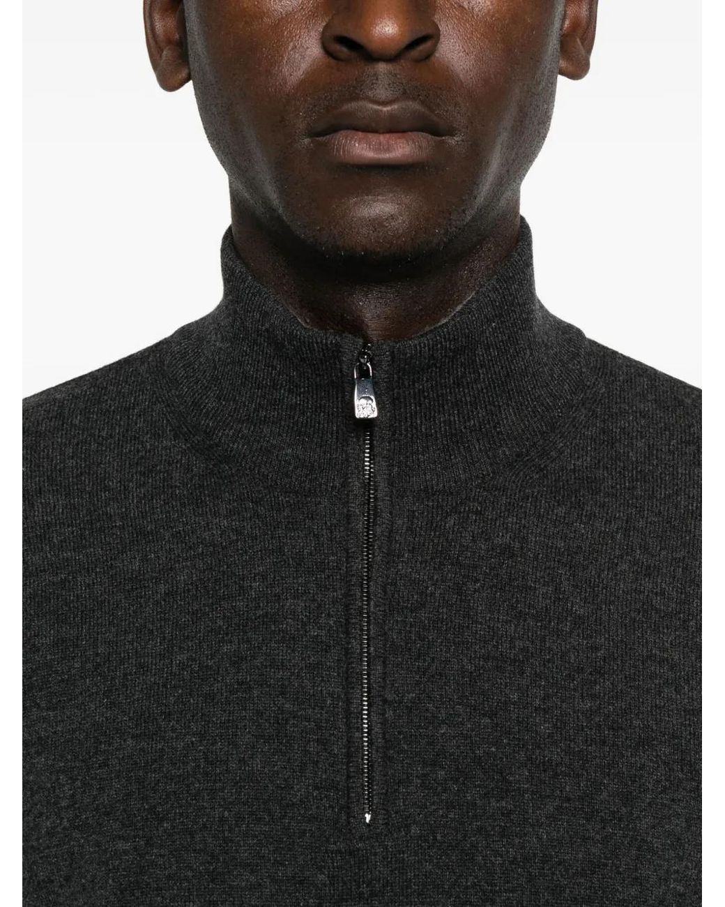 Corneliani Black High-Neck Half-Zip Sweater for men