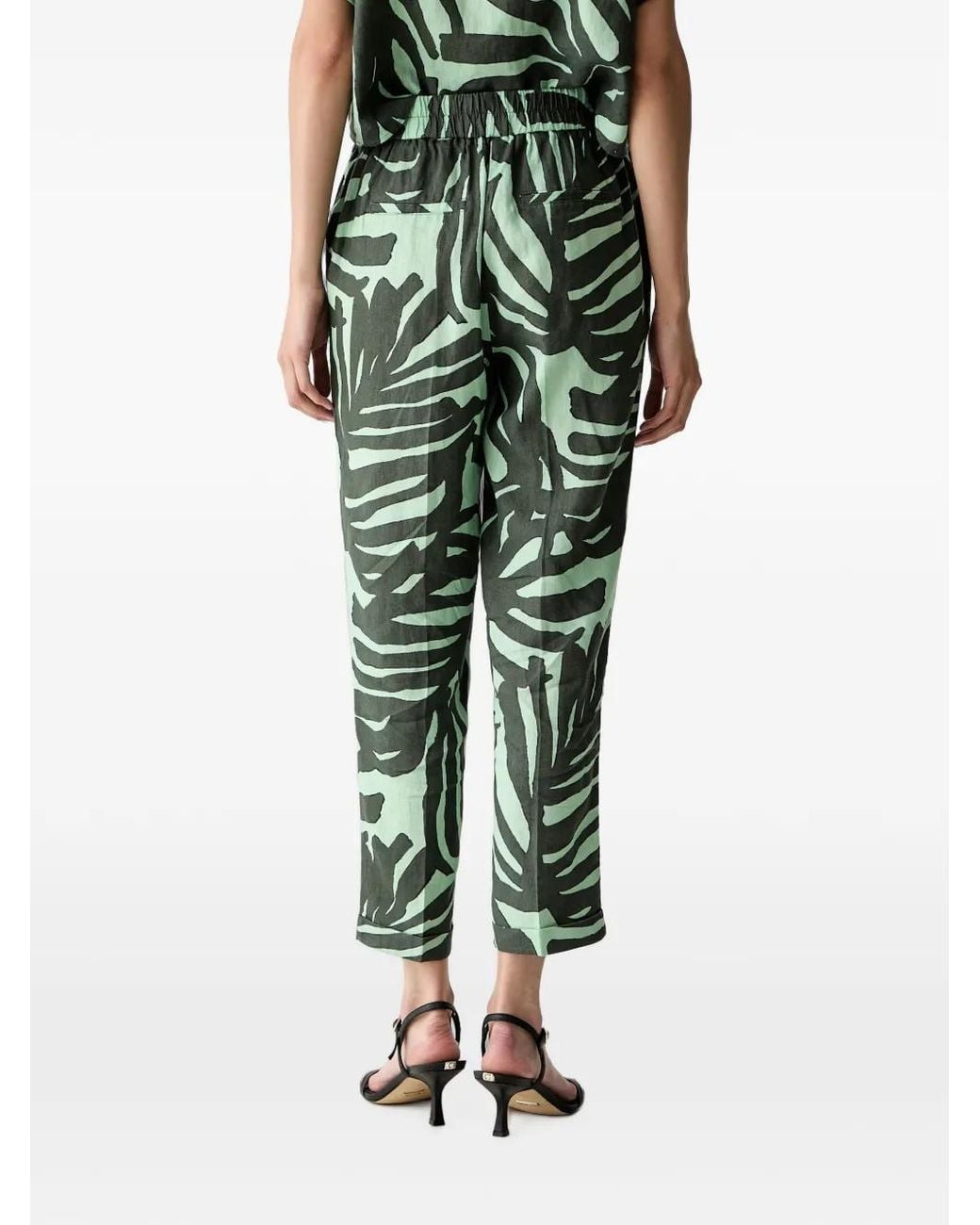 Benetton Green Abstract-Pattern Trousers