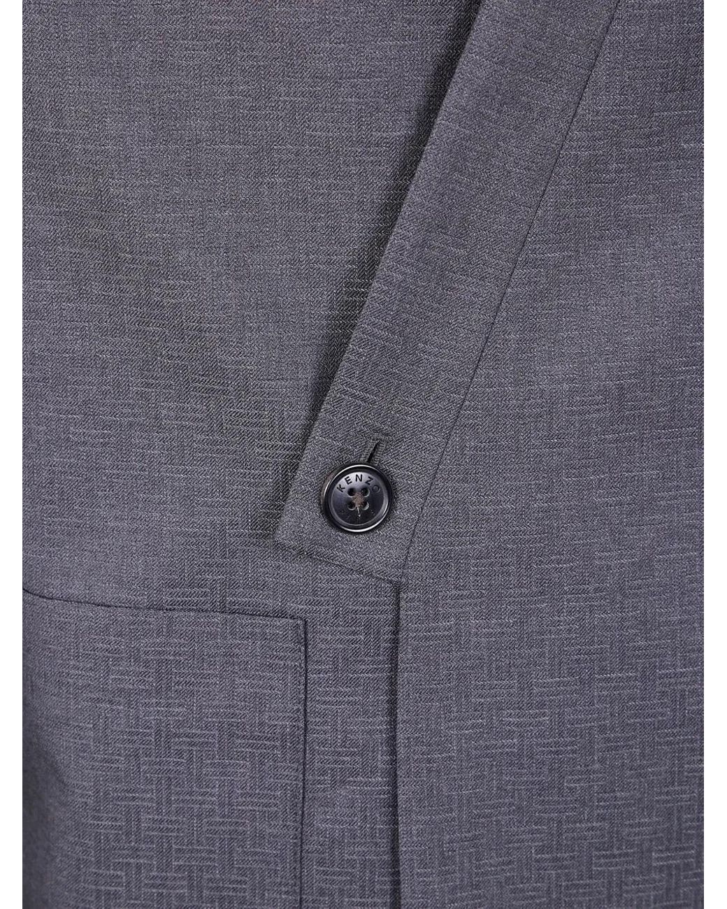 KENZO Blue Double-Breasted Wool Jacket for men