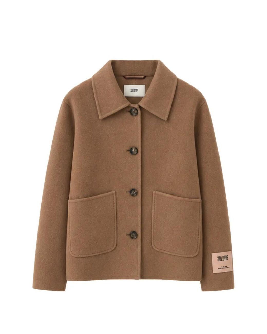 SOLOTRE Brown Button-Up Patch-Pocket Coat