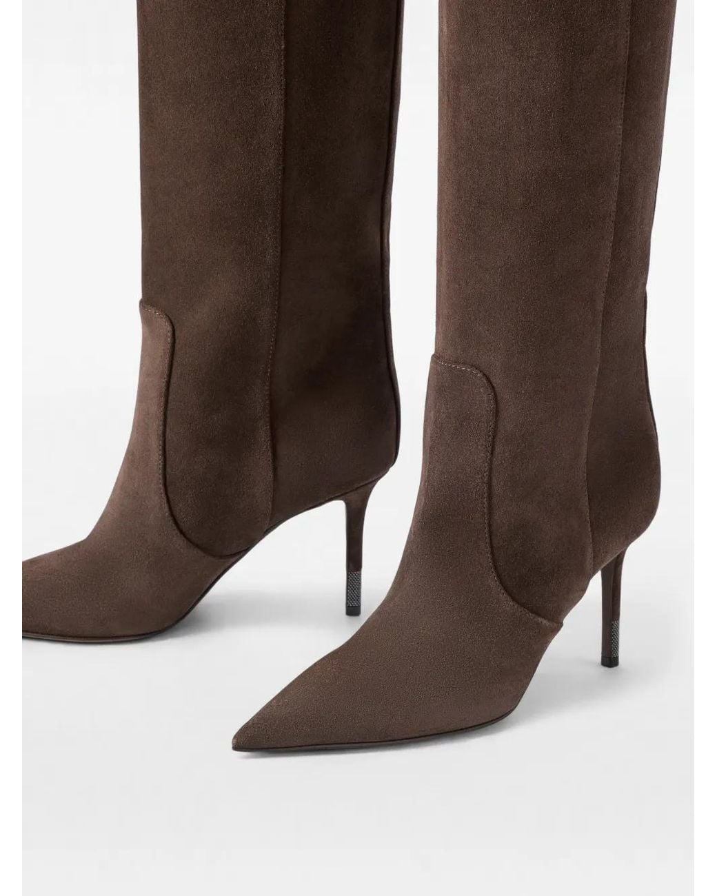 Brunello Cucinelli Brown Suede Boots With Monili