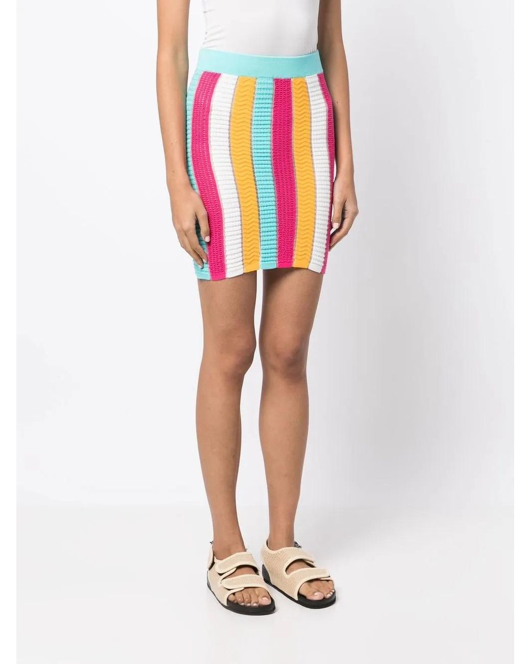Solid & Striped Pink Colour-Block Knitted Skirt