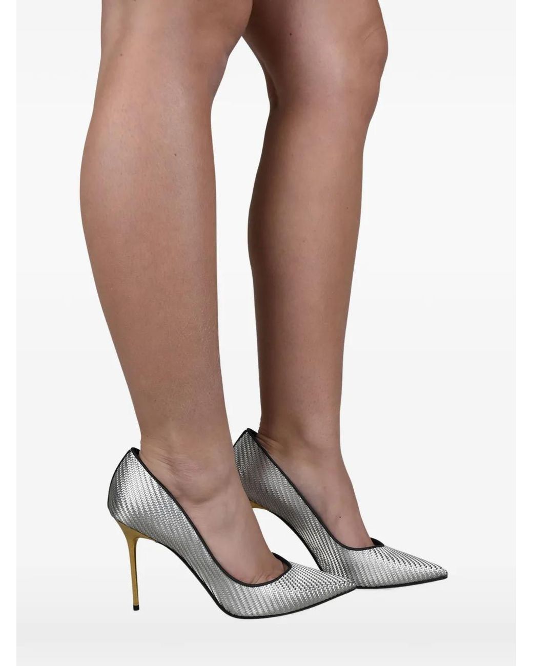 Balmain White Metallic Effect Ruby Pumps