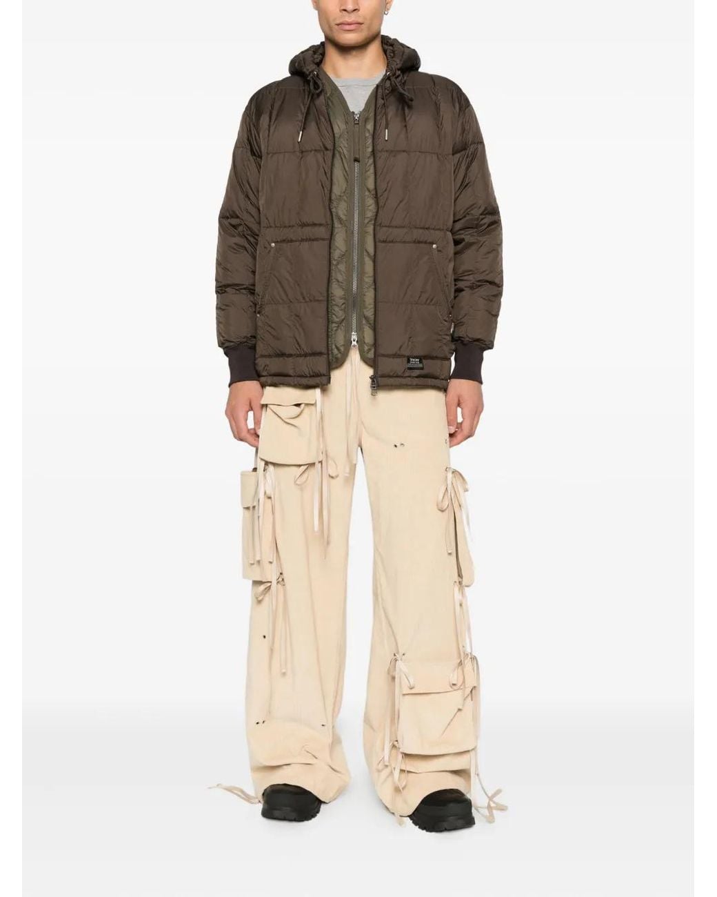Taion Brown Hooded Quilted Jacket for men