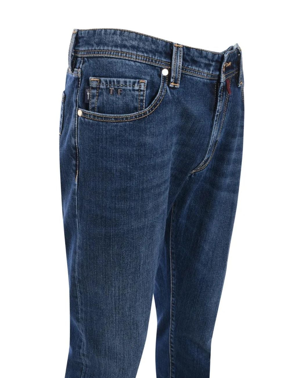 Sartoria Tramarossa Blue Logo-Patch Jeans for men