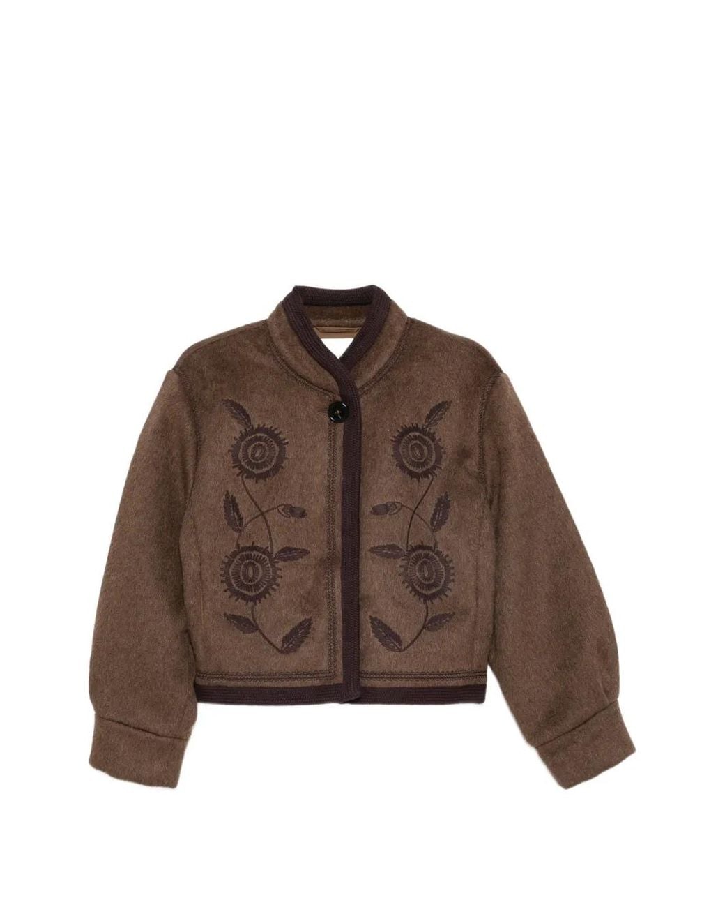 Antik Batik Brown Willow Embroidered Cropped Jacket