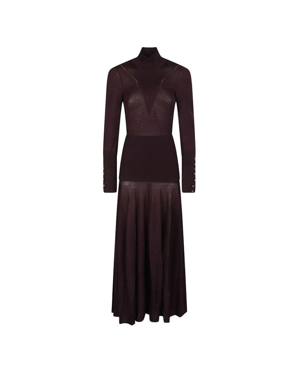 Rabanne Purple Button-Cuff Knitted Midi Dress