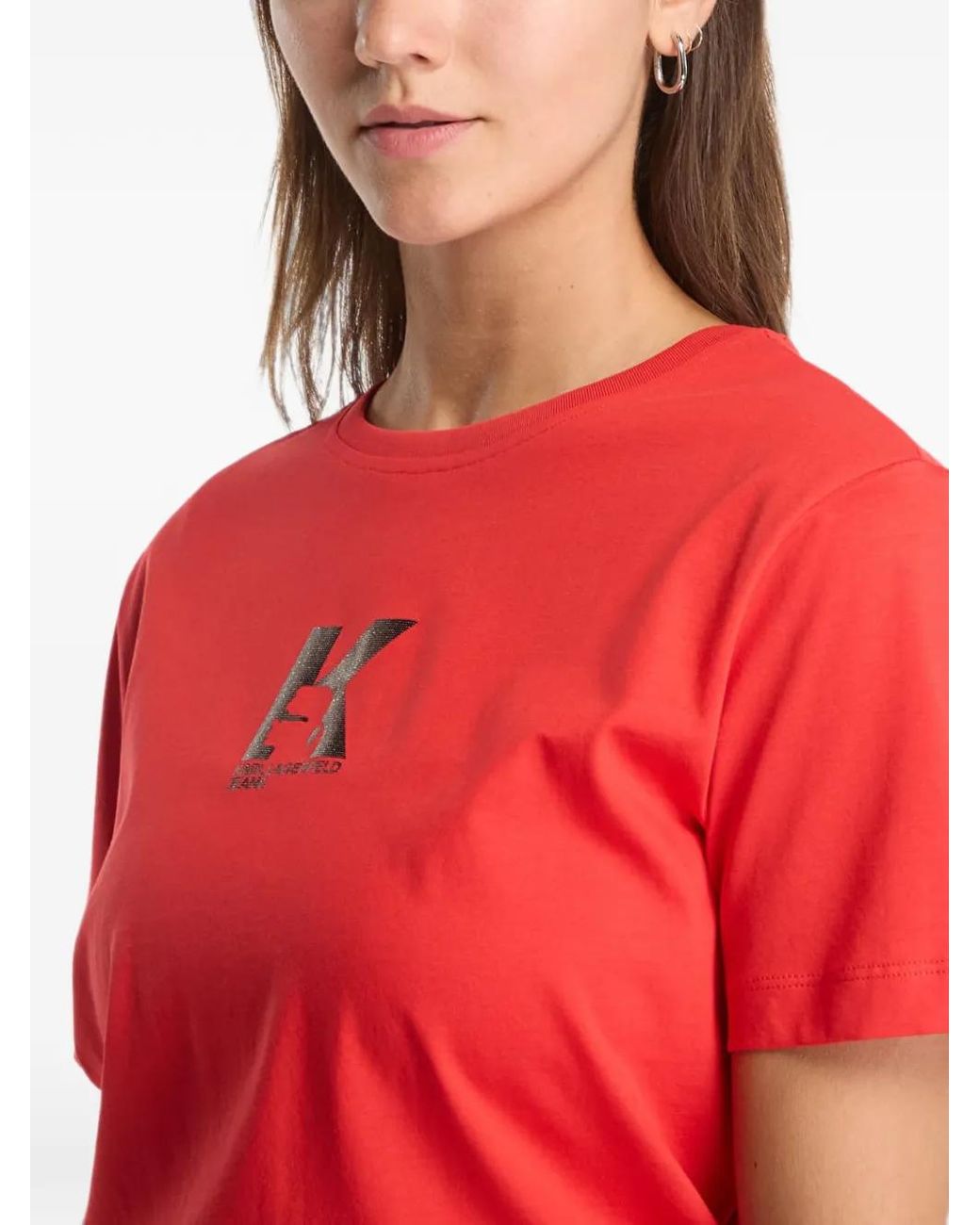 Karl Lagerfeld Red K Logo-Print Short-Sleeve T-Shirt