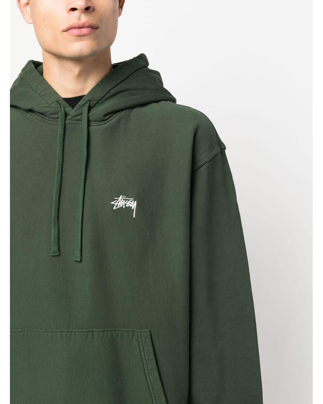 Stussy Logo-print Pullover Hoodie in Green for Men | Lyst