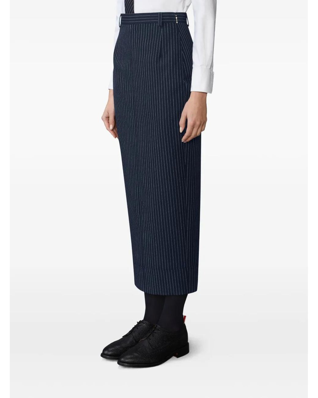 Thom Browne Blue Pinstripe High-Waist Skirt