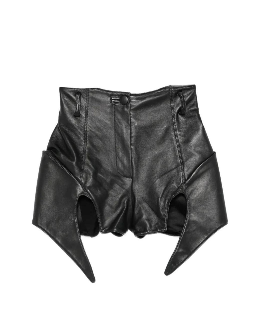 MITILIANE COUTURE Black Cut-Out Leather Shorts