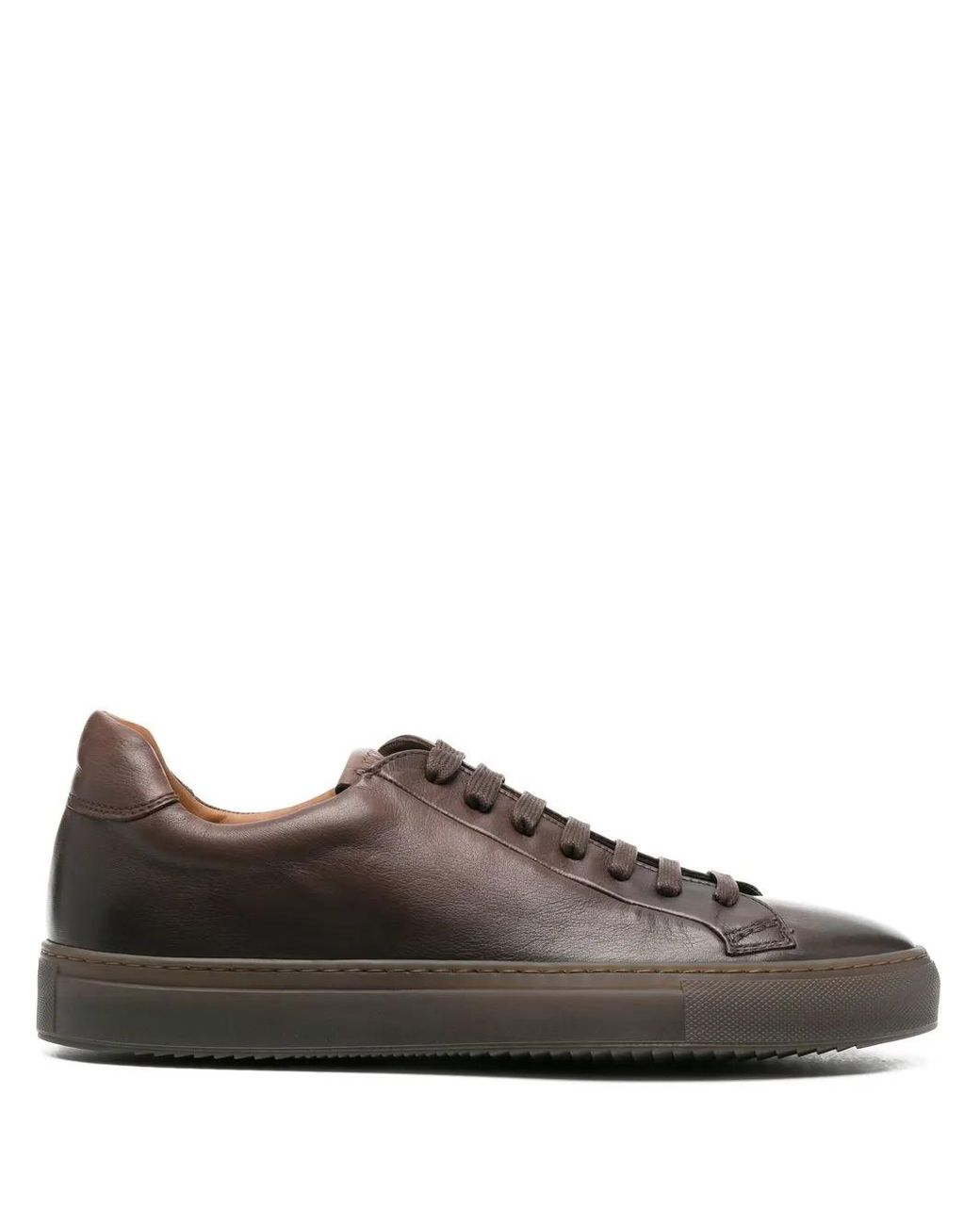 Doucal's Brown Lace-Up Leather Sneakers for men