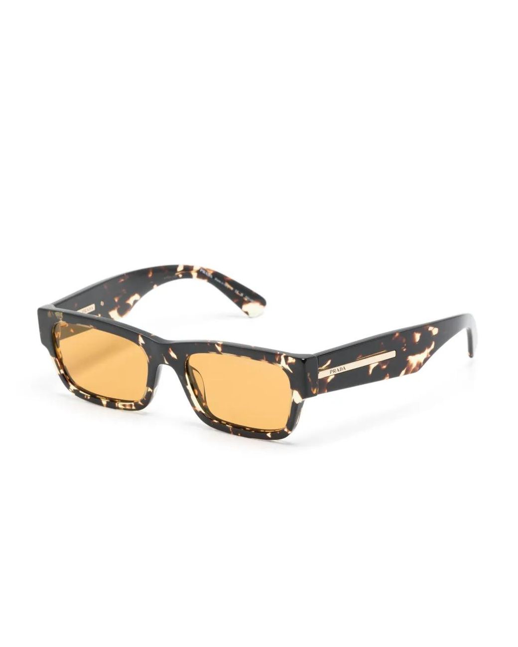 Prada Natural Tortoiseshell Rectangle-Frame Sunglasses for men