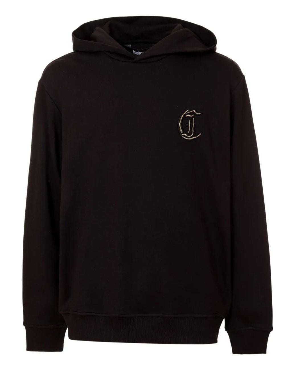 Just Cavalli Black Logo-Patch Hoodie for men