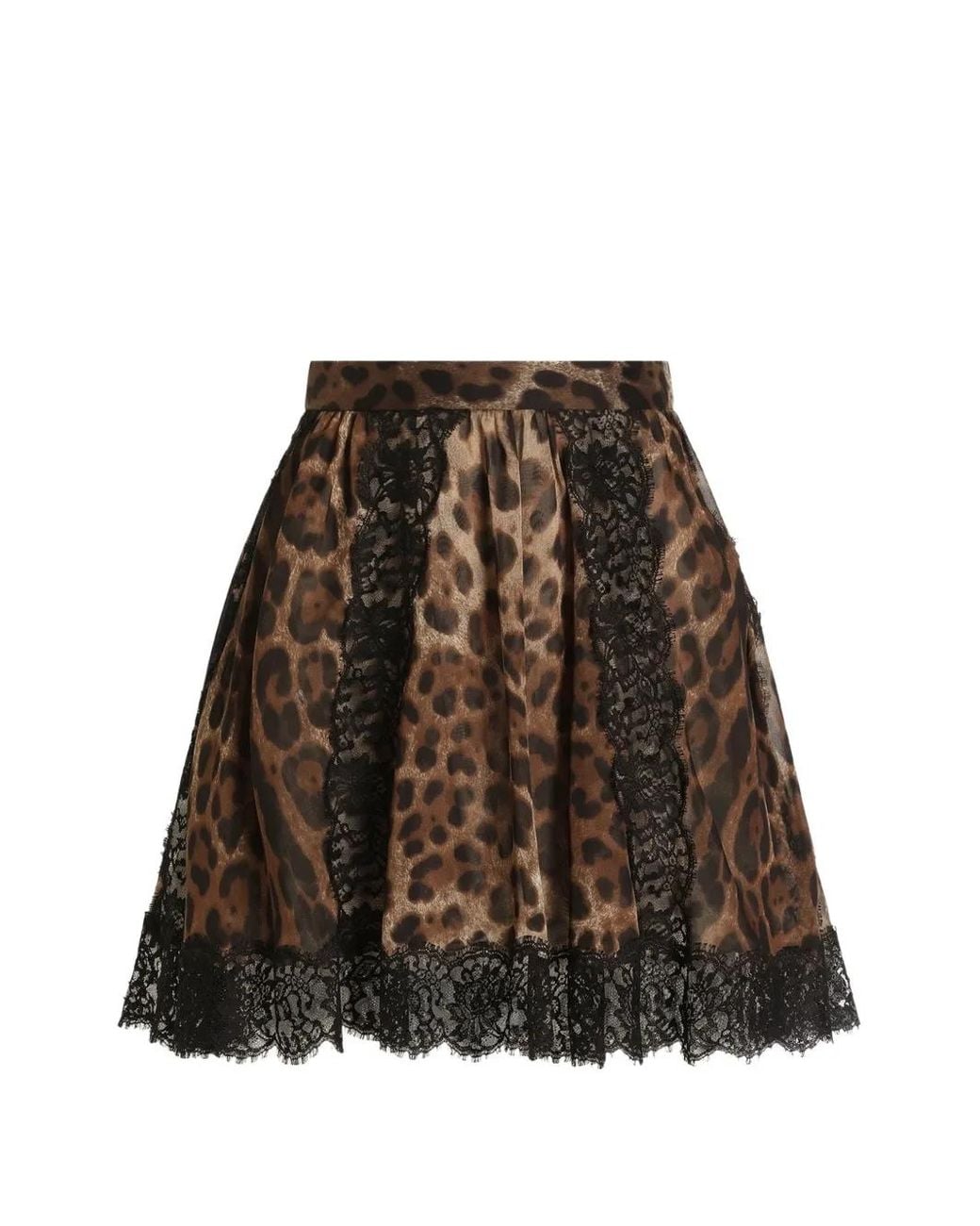 Dolce & Gabbana Brown Leo-Print Chiffon Skirt
