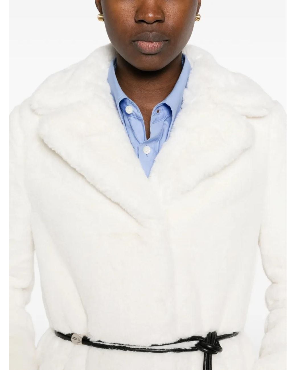 Herno White Faux-Fur Belted Coat