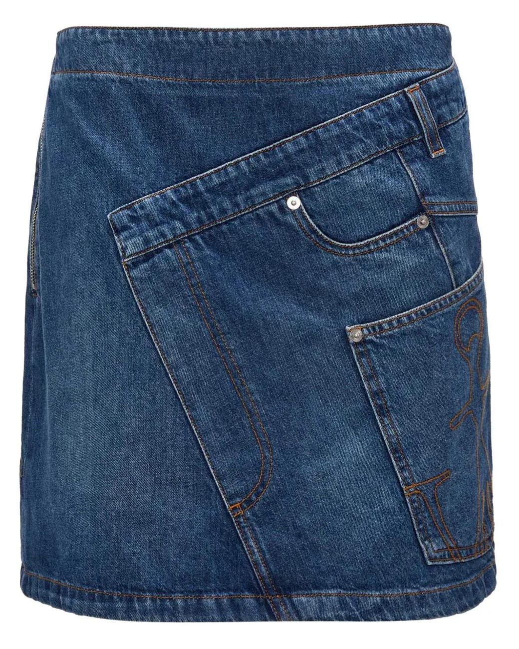 J.W. Anderson Blue Twisted Denim Mini Skirt