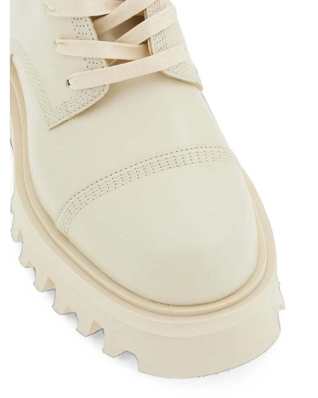 Ferragamo Natural Lace-Up Leather Combat Boots