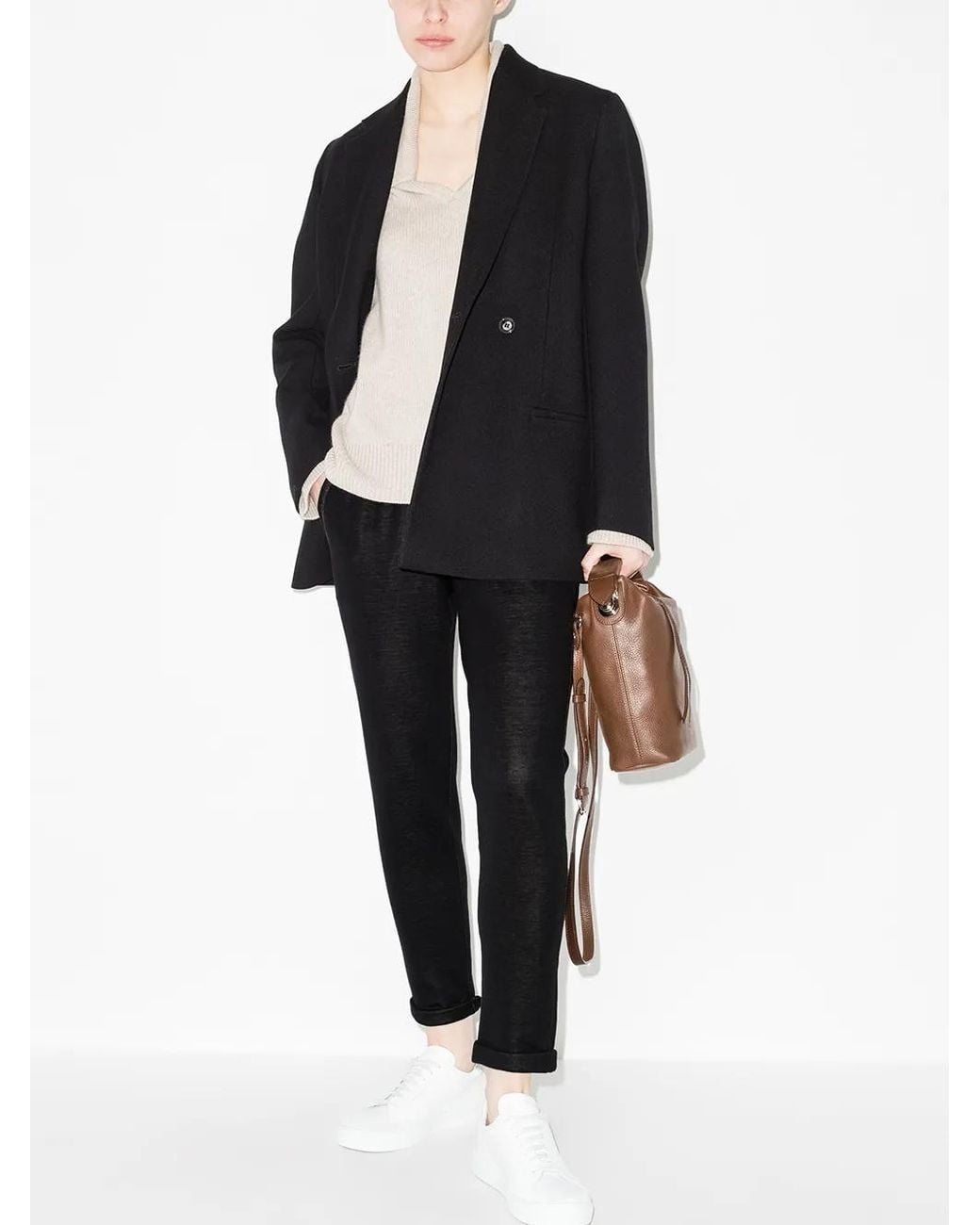 Brunello Cucinelli Black Cotton And Silk Blend Trousers