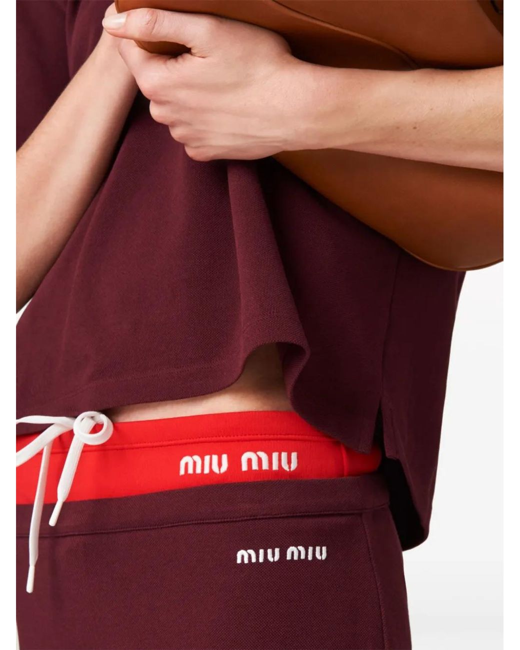 Miu Miu Purple Logo-Embroidered Piqué Skirt