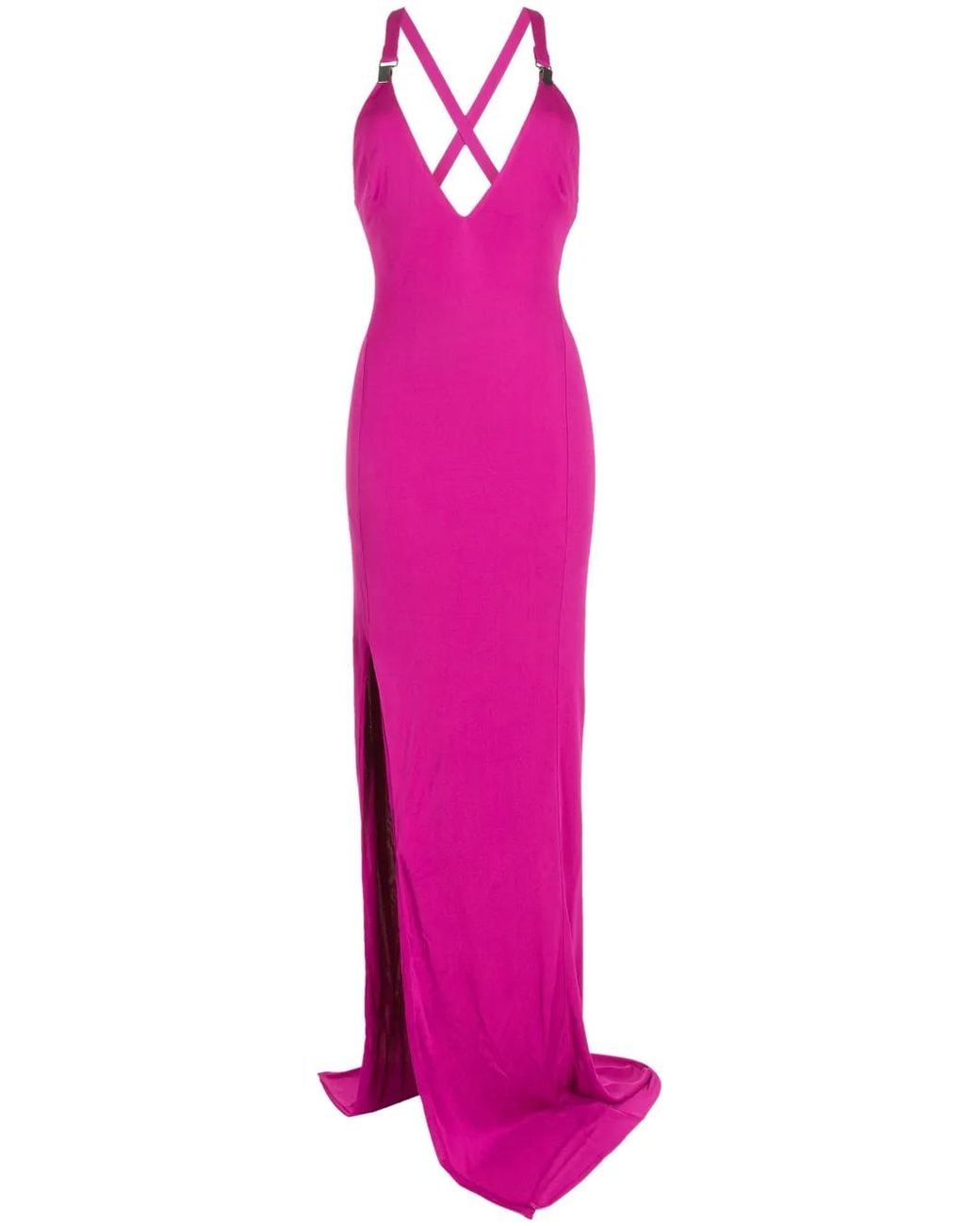 Tom Ford Pink V-neck Side-slit Maxi Dress