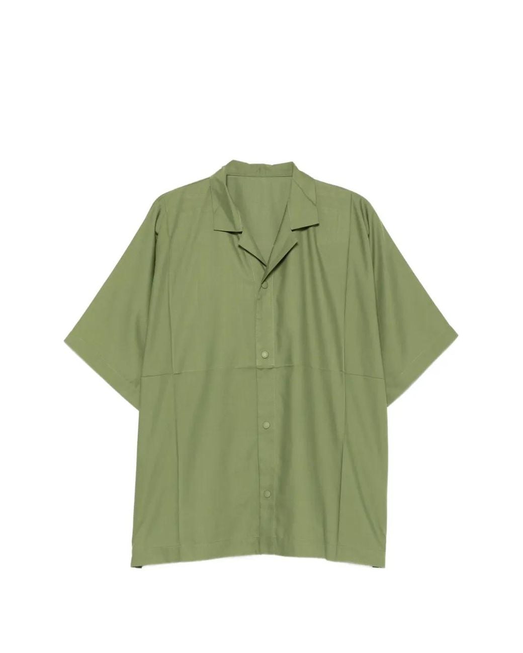 Issey Miyake Green Short-Sleeved Camp-Collar Shirt for men