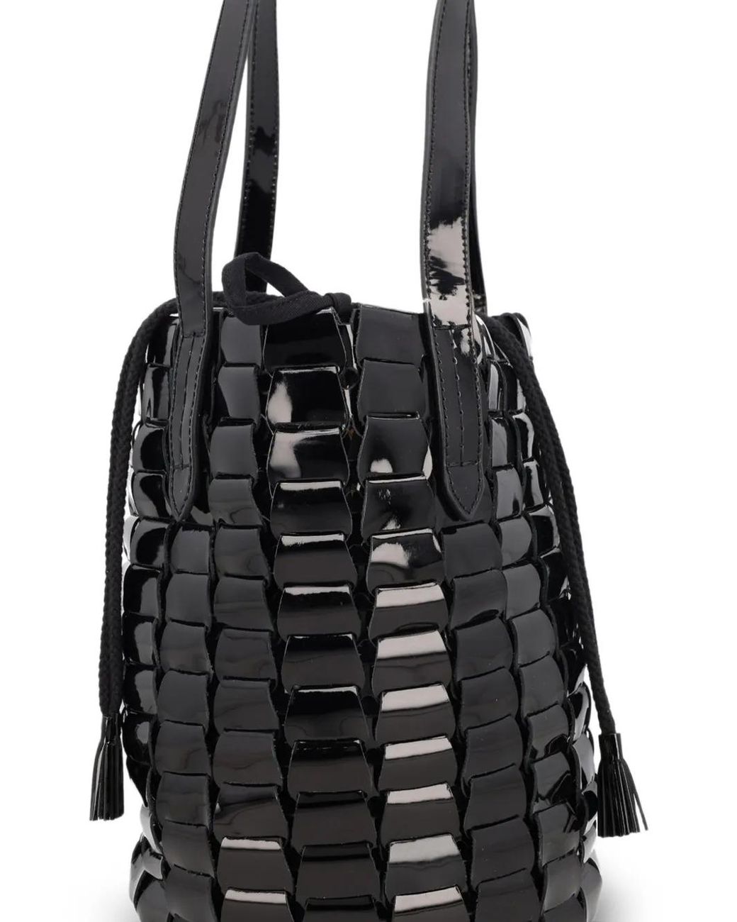 Dragon Diffusion Black Woven-Design Leather Bucket Bag