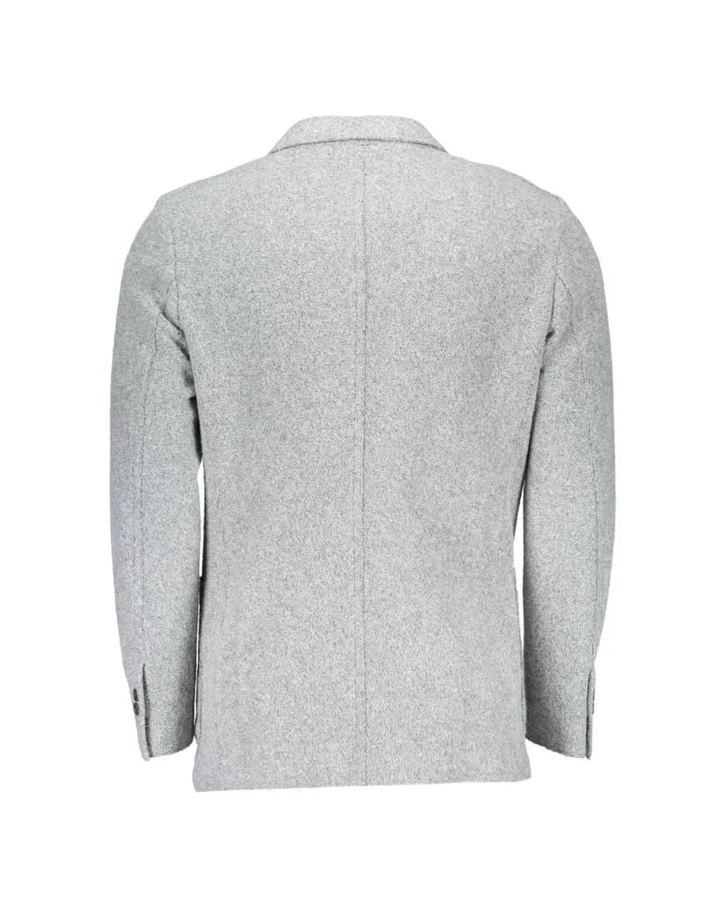 Gant Gray Textured Single-Breasted Blazer for men