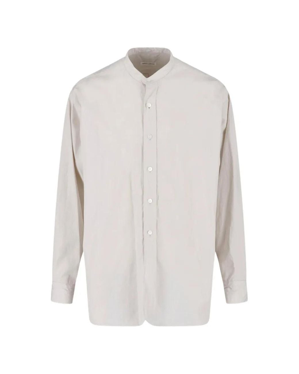 Kaptain Sunshine White Band-Collar Cotton Shirt for men