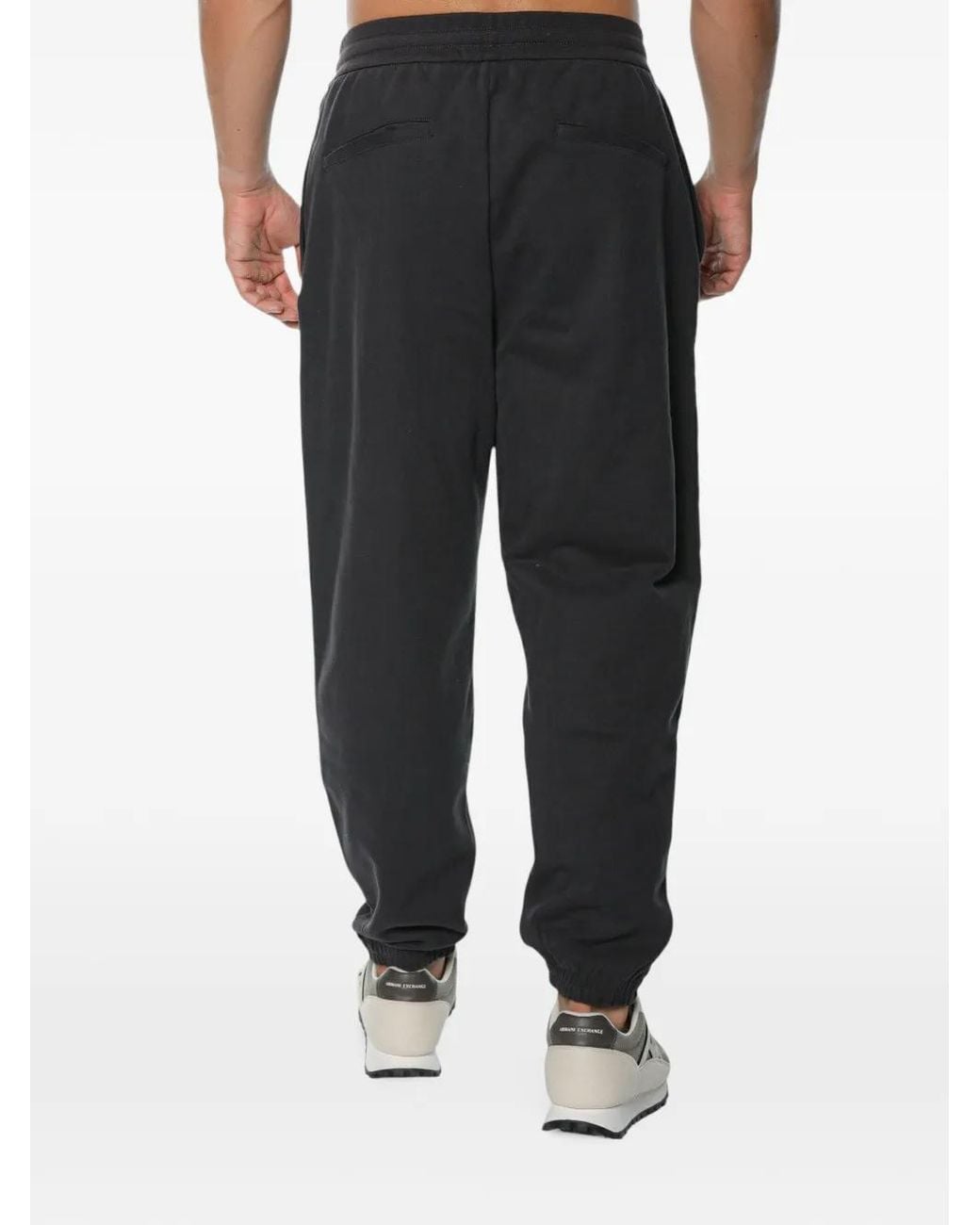 ARMANI EXCHANGE Black Logo-Patch Track Pants for men