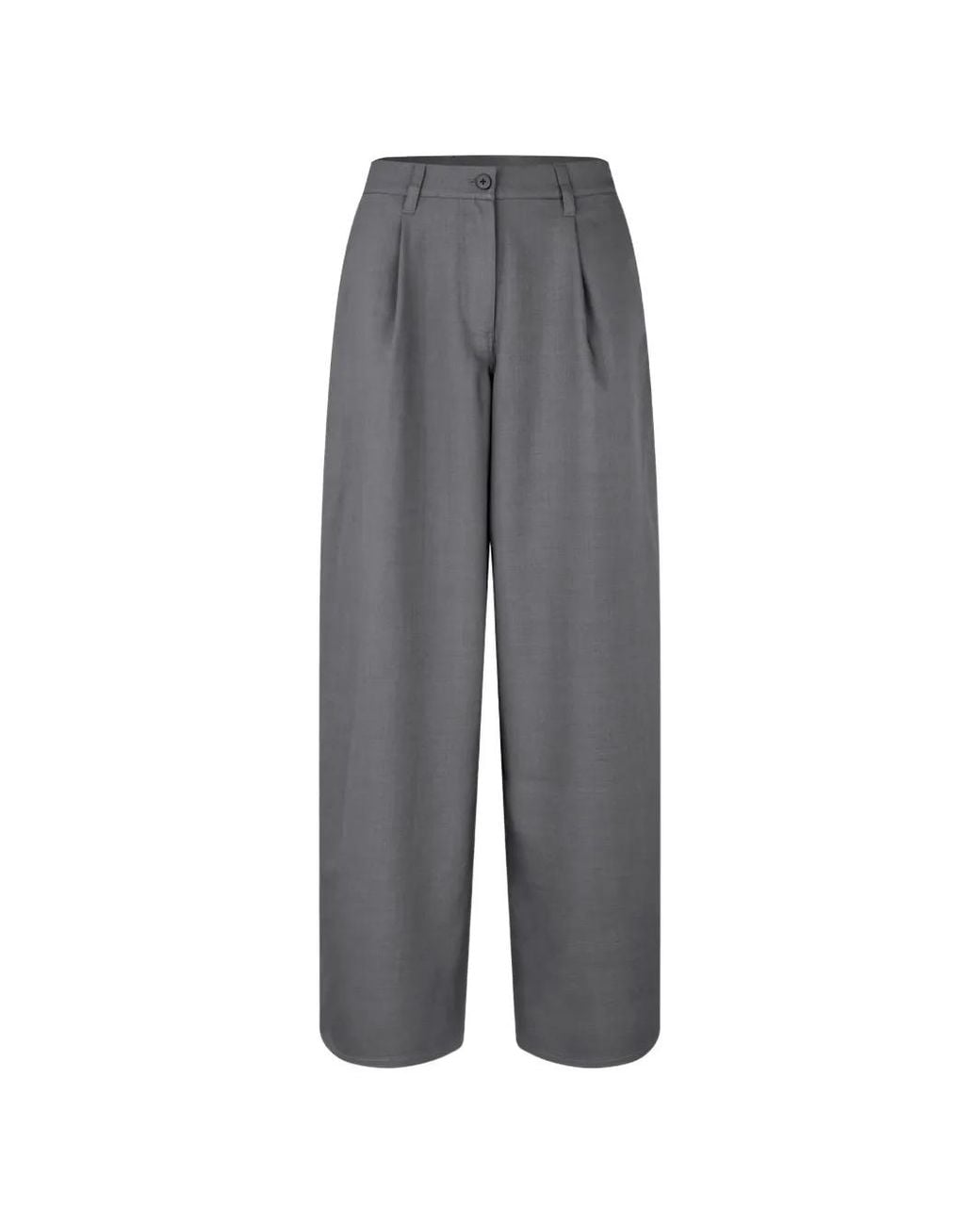 Samsøe & Samsøe Gray Saharper Pleated Wide-Leg Trousers