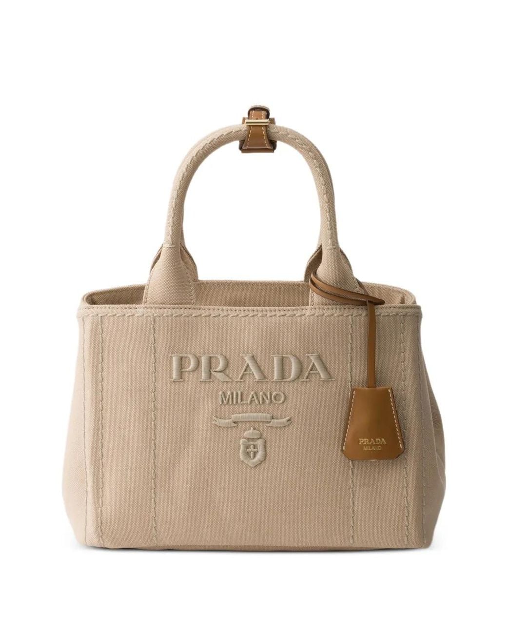 Prada Natural Jardinière Small Cotton Canvas Bag