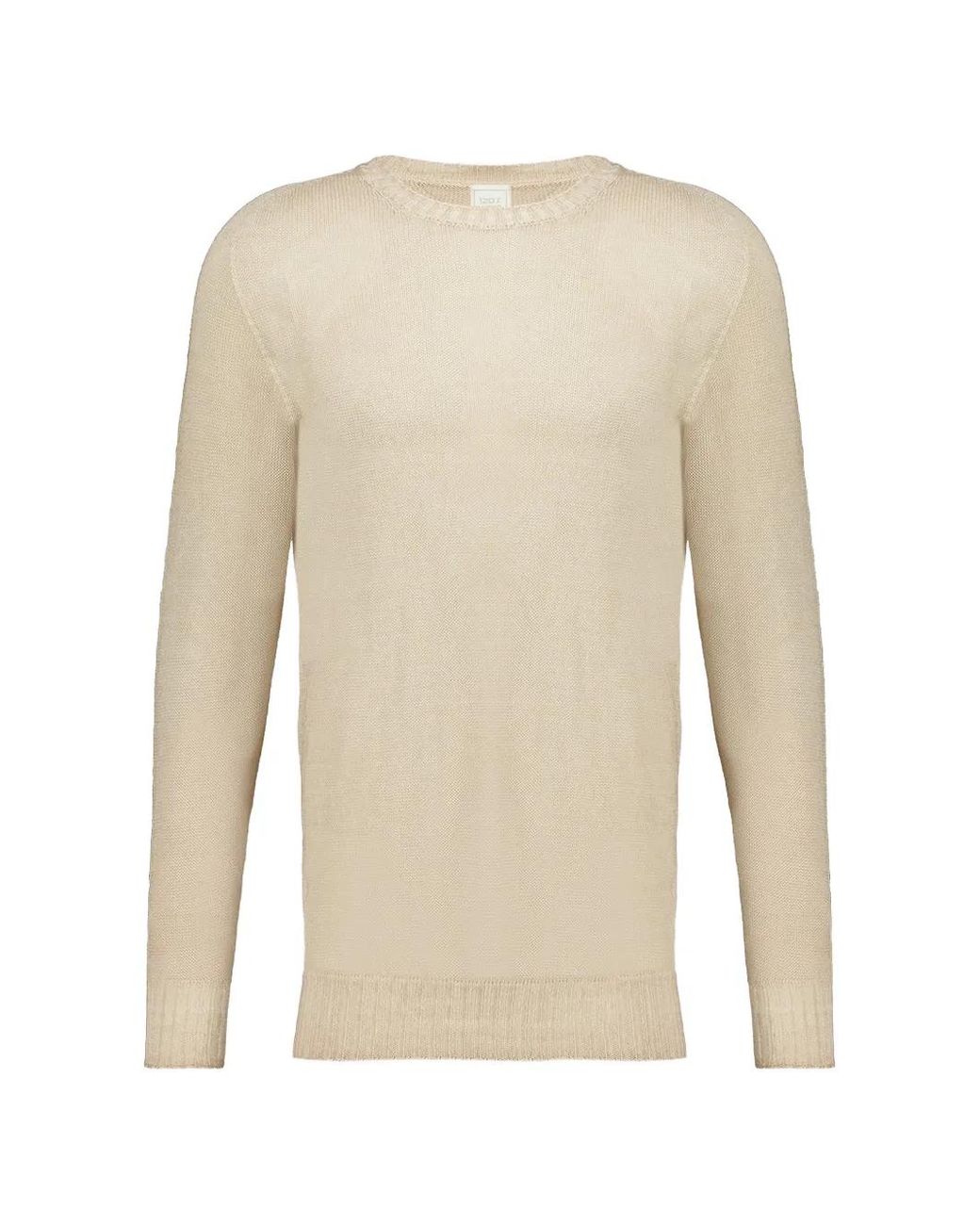 120% Lino White Safari Knitted Long-Sleeve Sweater for men