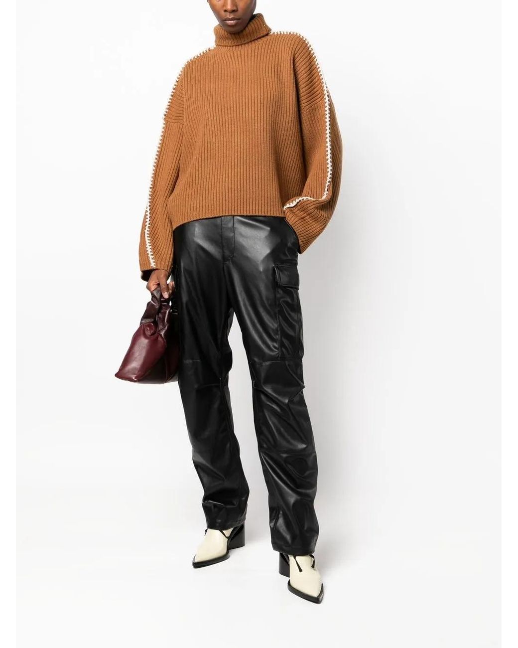 Rag & Bone Black Sands Faux-Leather Cargo Pants