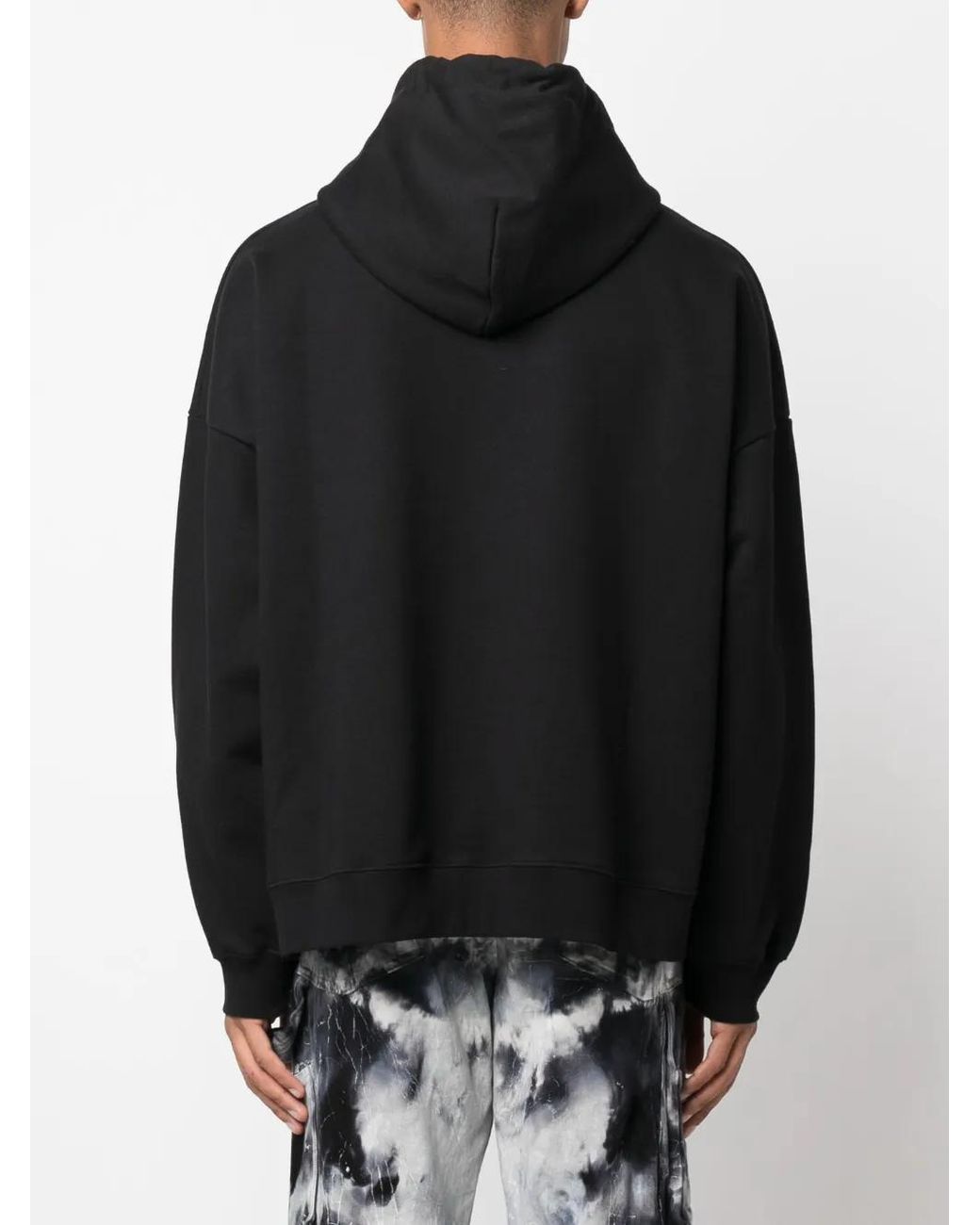 Gcds Black Lounge Logo Cotton Hoodie for men