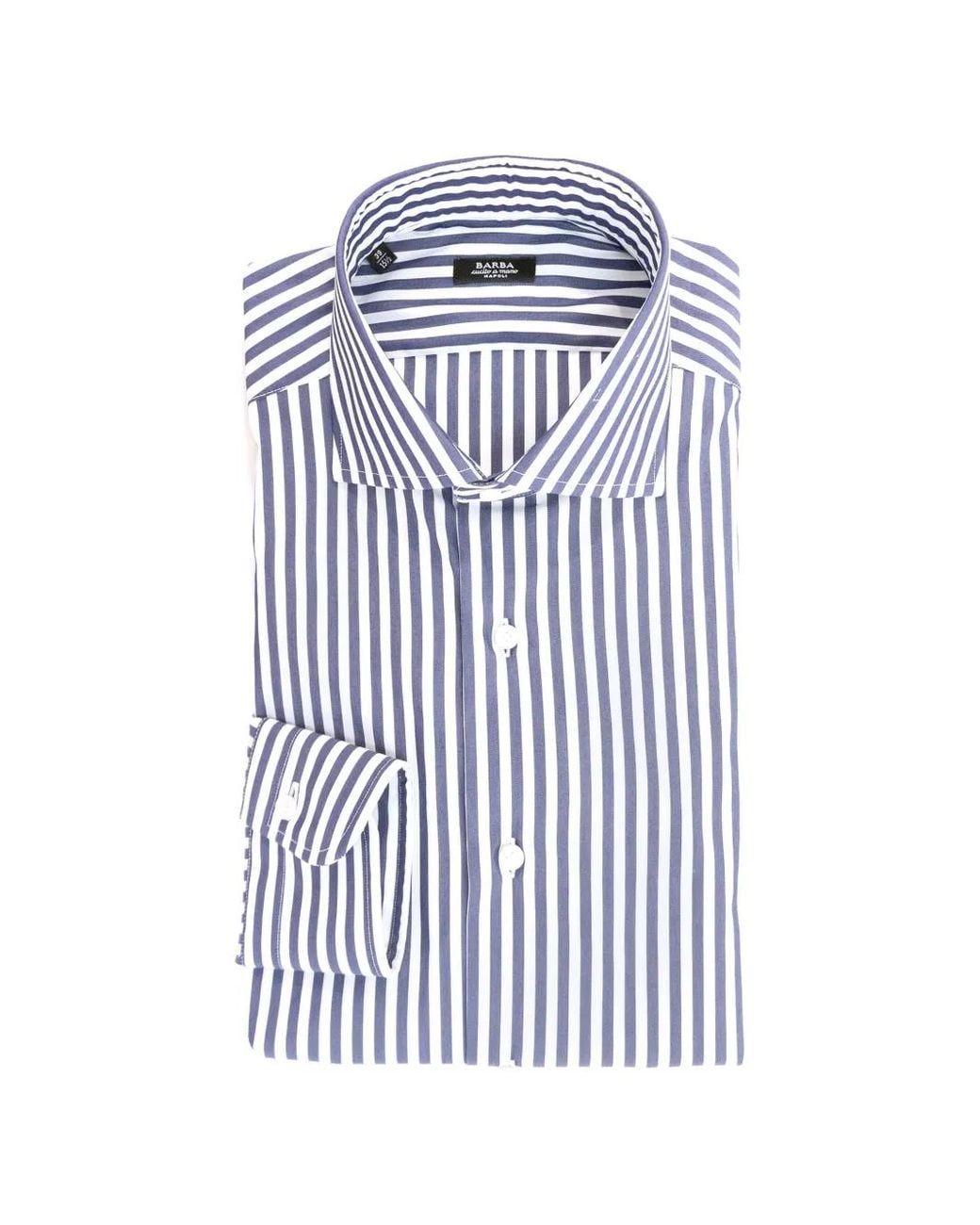 Barba Napoli Blue Chemise À Rayures Verticales Et Manches Longues for men
